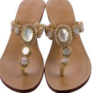 Mystique sandals mother of pearl rhinestones wedding on the beach size 6 super